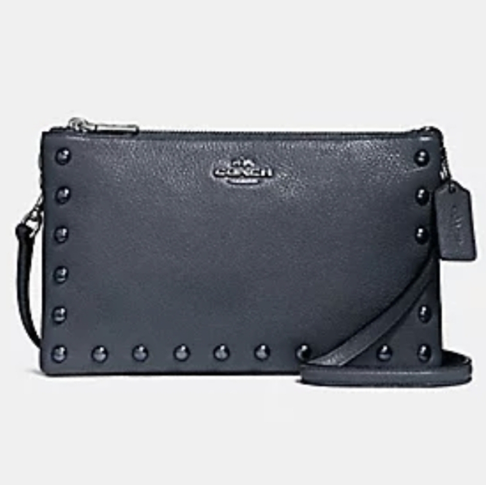 Coach Edgy Chic Modern Contemporary Lyla Riveted Pebbled Leather Crossbody Bag